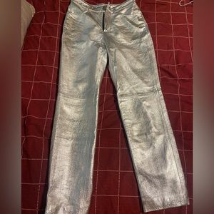 IPA leather metallic pants,